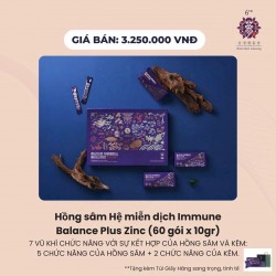 Kim's Red Ginseng - Immune Balance Plus Zinc Hồng Sâm Hệ Miễn Dịch 30 gói x 10g