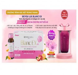 Nước uống placenta & collagen 2in1 Beyou Lux Blanc EX giúp sáng da, mờ sạm nám và làm trắng da (50ml x 10 chai)