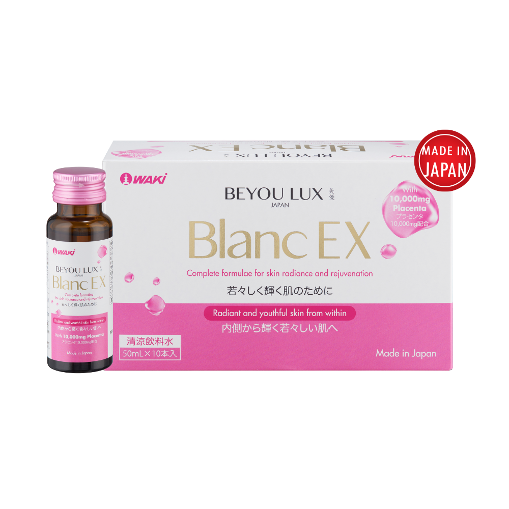 Nước uống placenta & collagen 2in1 Beyou Lux Blanc EX giúp sáng da, mờ sạm nám và làm trắng da (50ml x 10 chai)