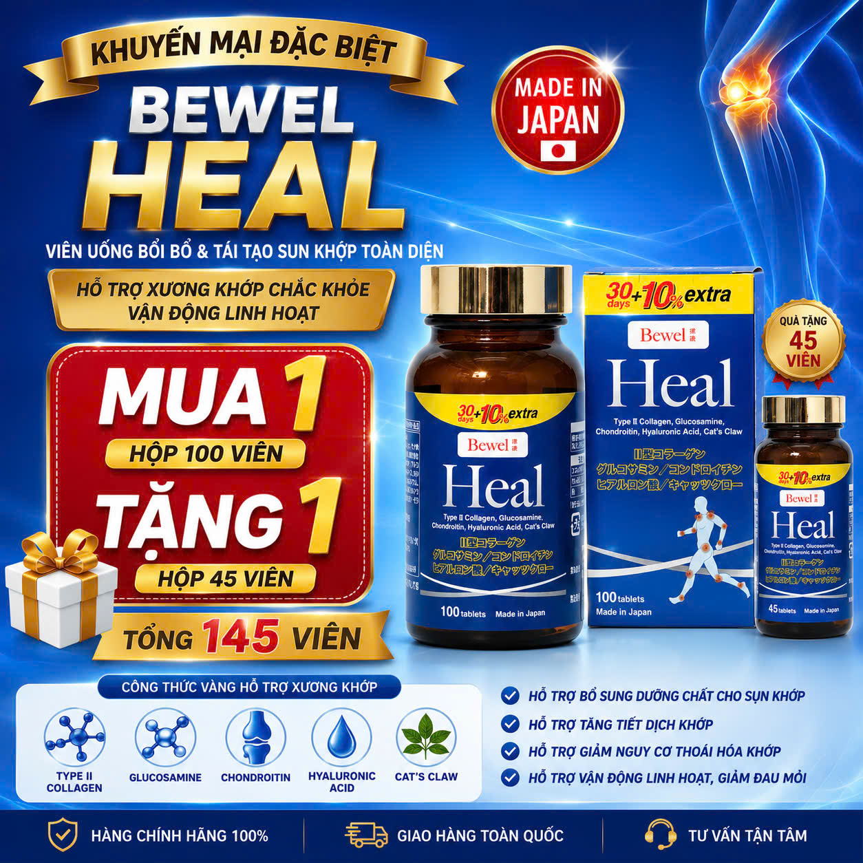 Viên uống bồi bổ và tái tạo sụn khớp toàn diện Bewel Heal