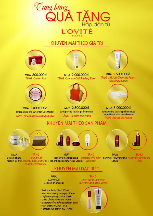 Chương trình khuyến mãi tháng 4 của mỹ phẩm Lovite